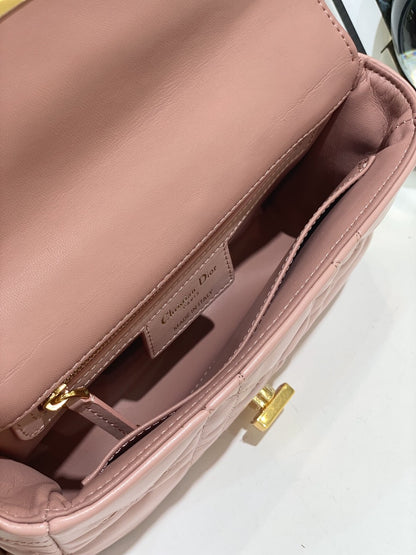 Dior Pink Plaid Super Quality Women’s Handbag with Gold Lock 25cm