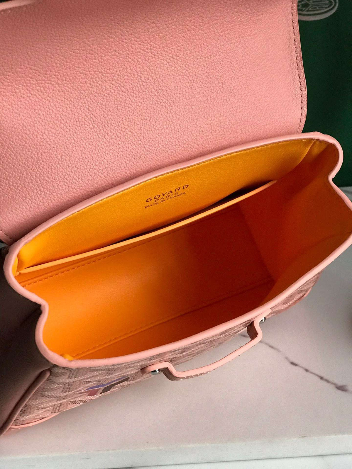 Goyard Saigon Handbag Pink Women’s Wooden Handle 20x15cm