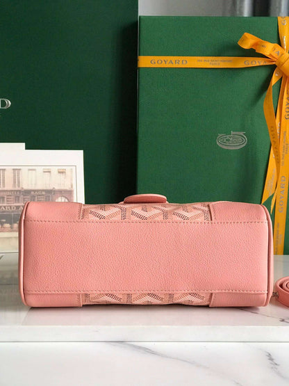 Goyard Saigon Handbag Pink Women’s Wooden Handle 20x15cm
