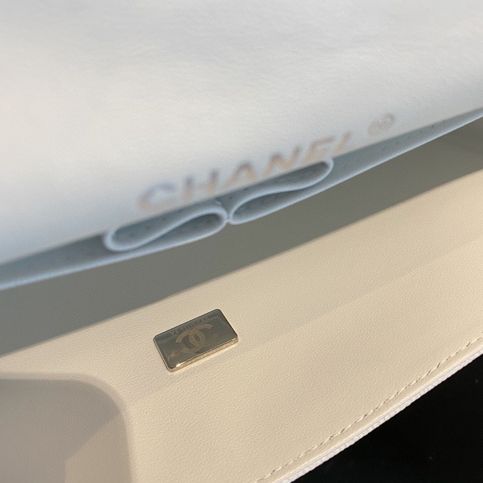 Chanel Classic Flap Medium White with Gold Hardware