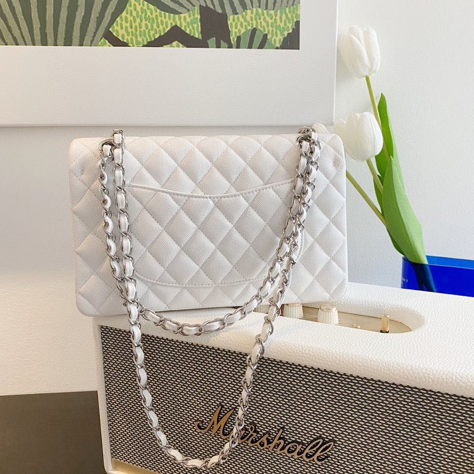 Chanel Classic Flap Medium White with Gold Hardware