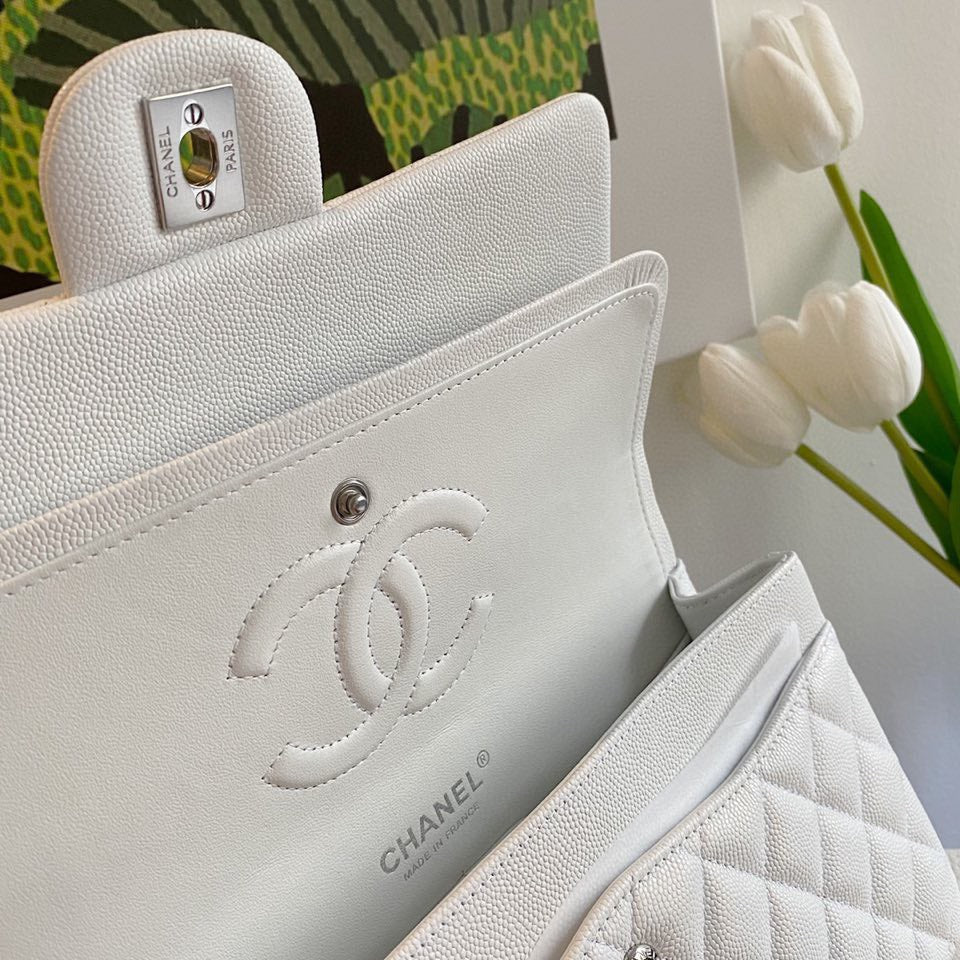 Chanel Classic Flap Medium White with Gold Hardware