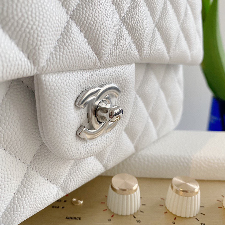 Chanel Classic Flap Medium White with Gold Hardware