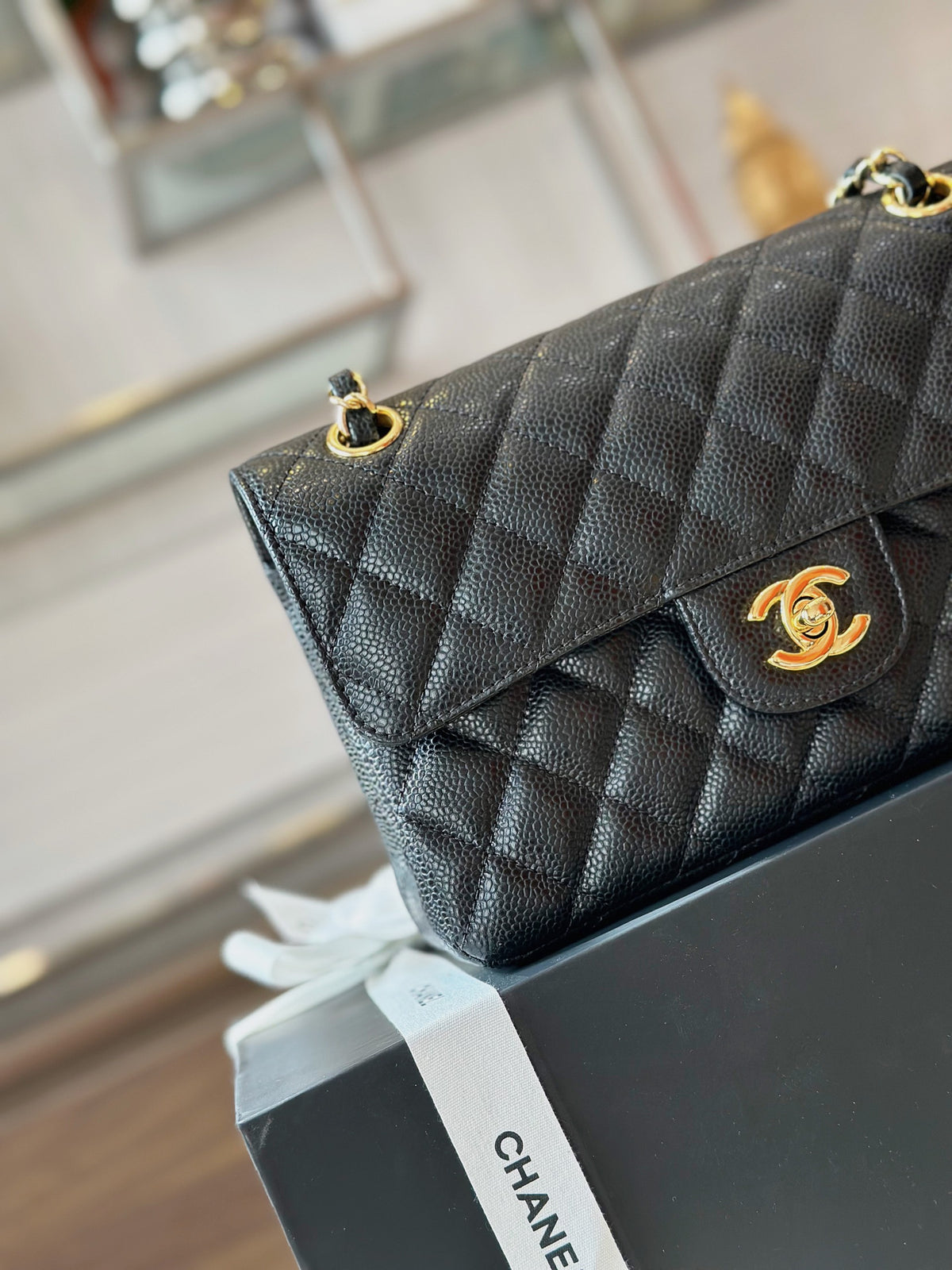 Chanel Classic Flap Small Black Gold Hardware 23cm