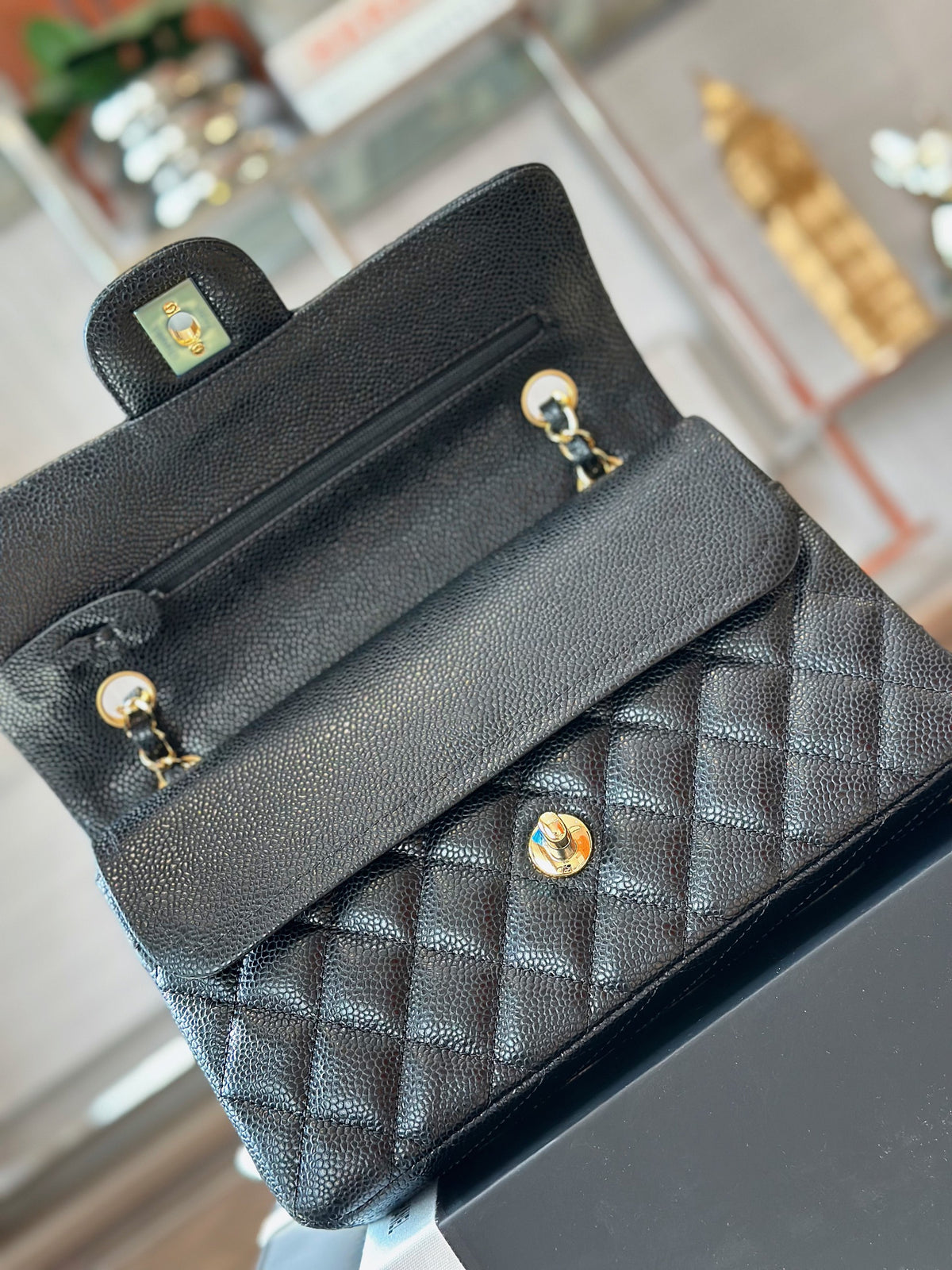 Chanel Classic Flap Small Black Gold Hardware 23cm