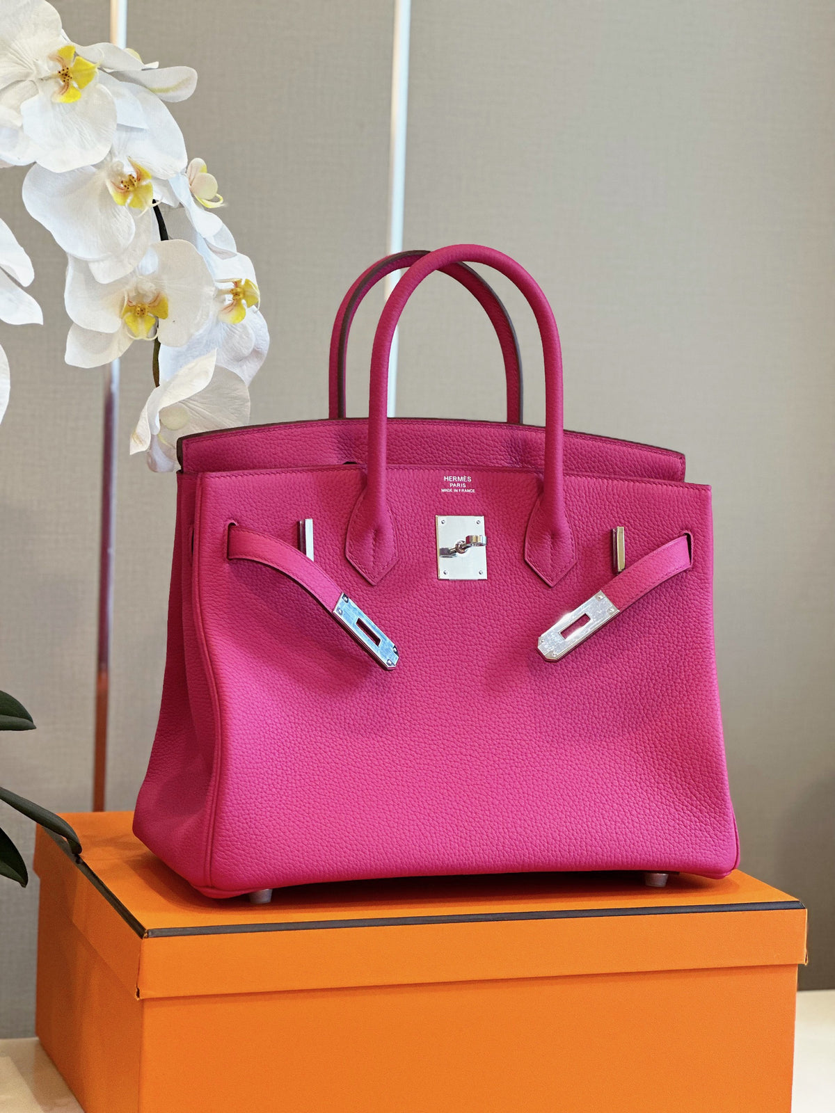 HN Rose Shocking Taurillon Clemence Palladium Hardware