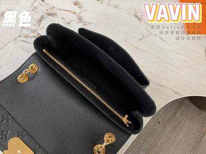 Louis Vuitton LV Vavin Monogram Black With Lock Gold Like Auth Handbags 25x18x10cm