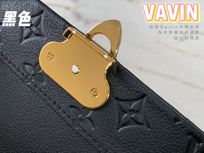 Louis Vuitton LV Vavin Monogram Black With Lock Gold Like Auth Handbags 25x18x10cm