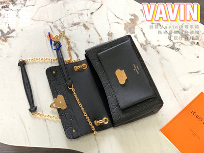 Louis Vuitton LV Vavin Monogram Black With Lock Gold Like Auth Handbags 25x18x10cm