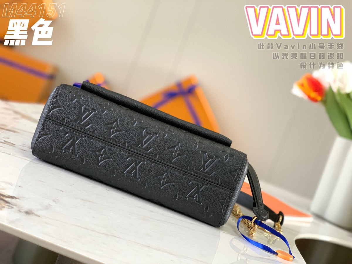 Louis Vuitton LV Vavin Monogram Black With Lock Gold Like Auth Handbags 25x18x10cm