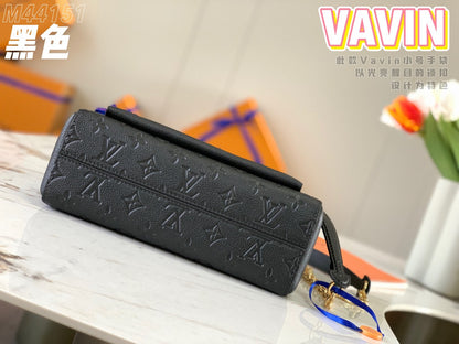 Louis Vuitton LV Vavin Monogram Black With Lock Gold Like Auth Handbags 25x18x10cm