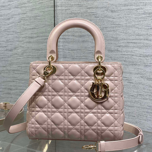 Dior Medium Lady bag in Pink Gold Hardware