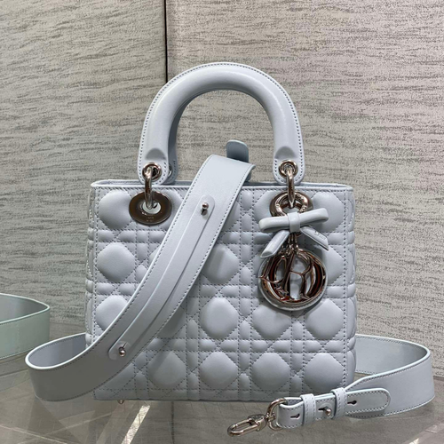 Dior Small Lady Dior Bag in Ice Blue Cannage
