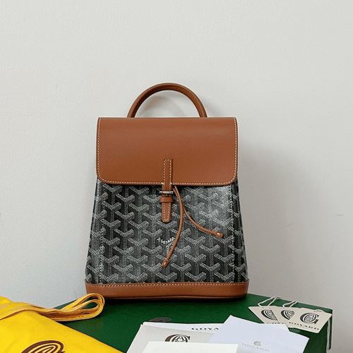 Goyard Mini Backpack Brown Super Quality Monogram Pattern Size 23x19cm