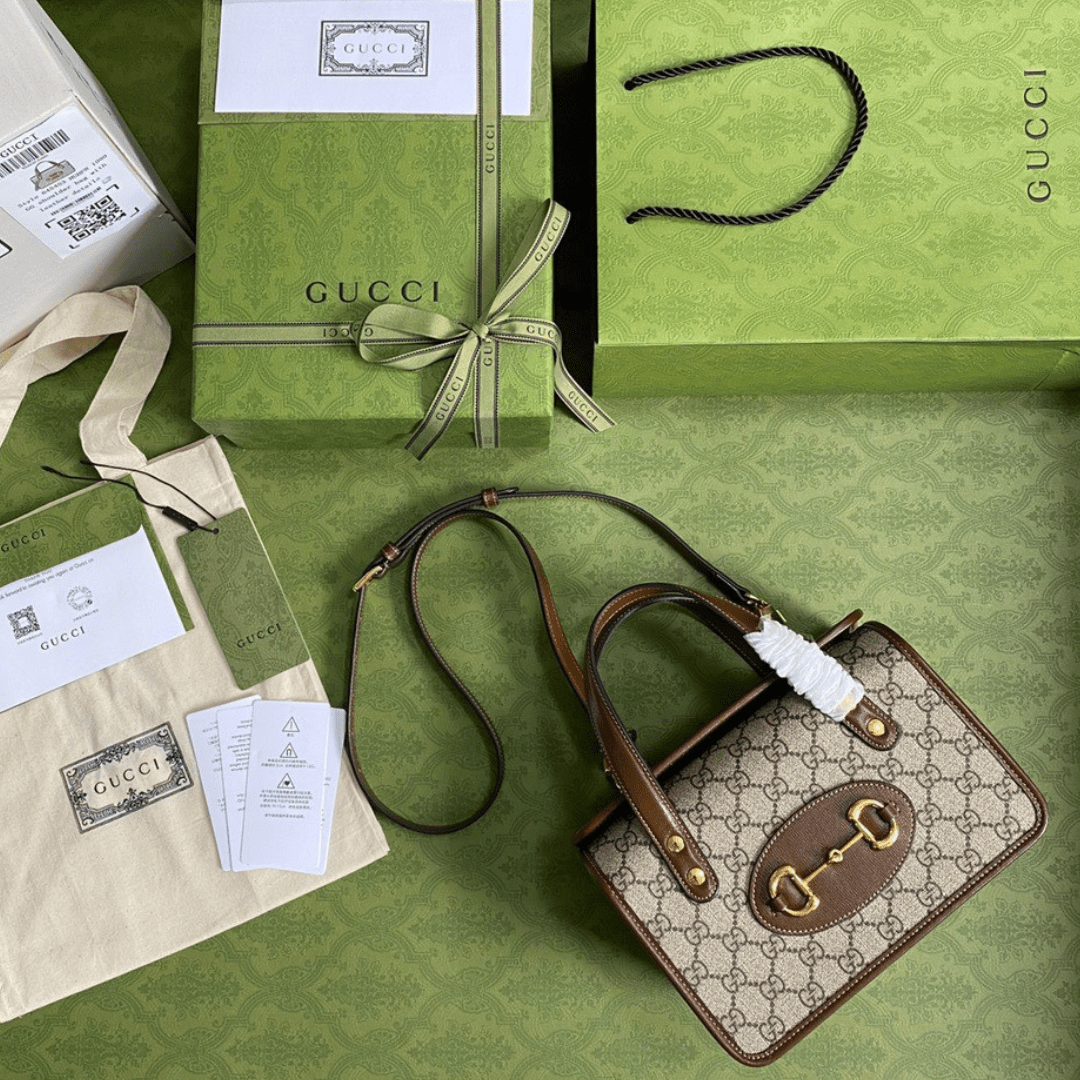 Gucci 1955 Luxury Women’s Handbag with Brown Handle 23x16x12cm