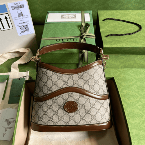 Gucci Handle Women’s Cowhide Handbag with GC Like Auth Logo Pattern 25x21cm