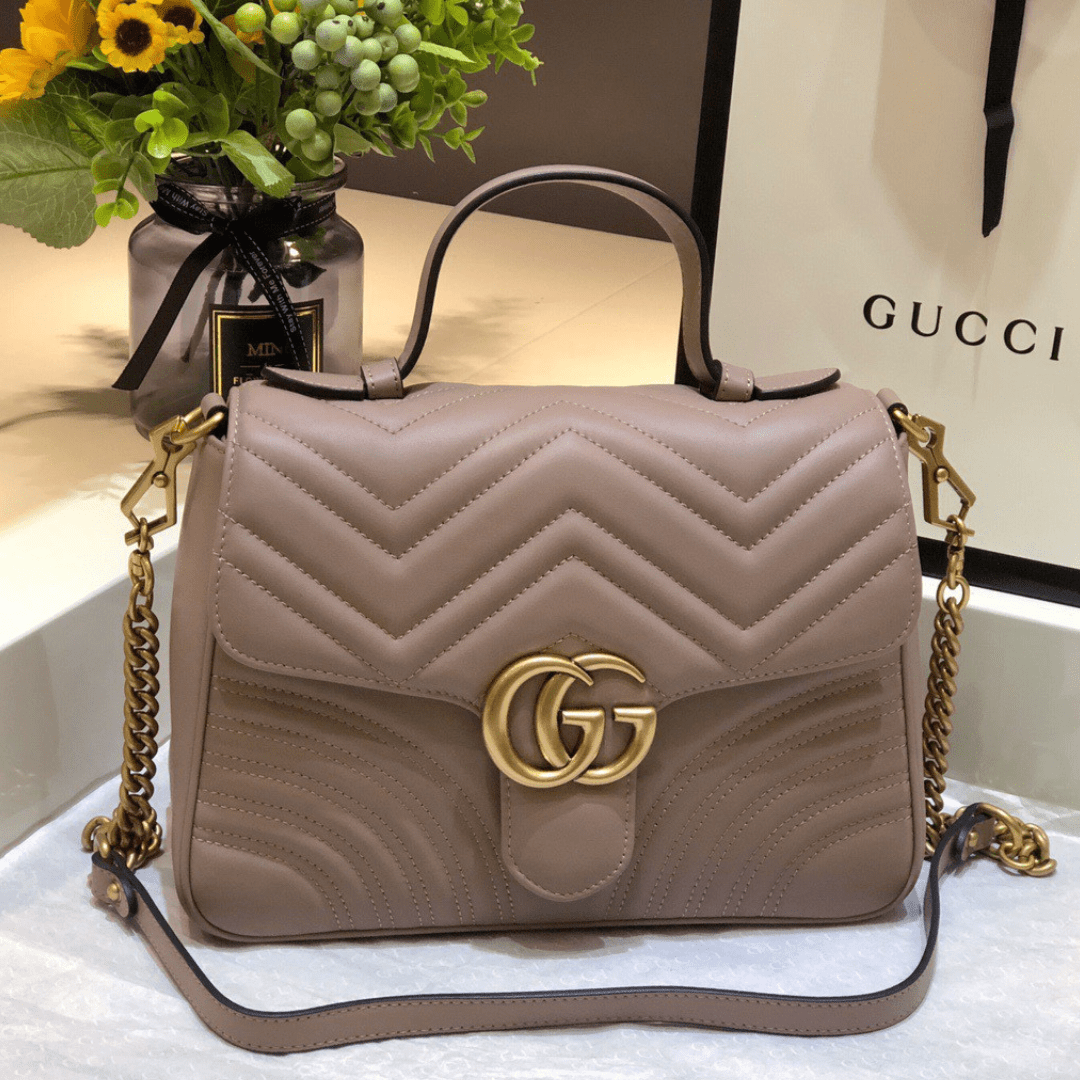 Gucci Marmont Top Handle Like Auth Women’s Handbag with Gold Buckle 27cm