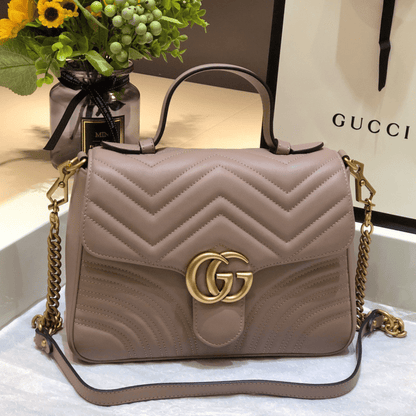 Gucci Marmont Top Handle Like Auth Women’s Handbag with Gold Buckle 27cm