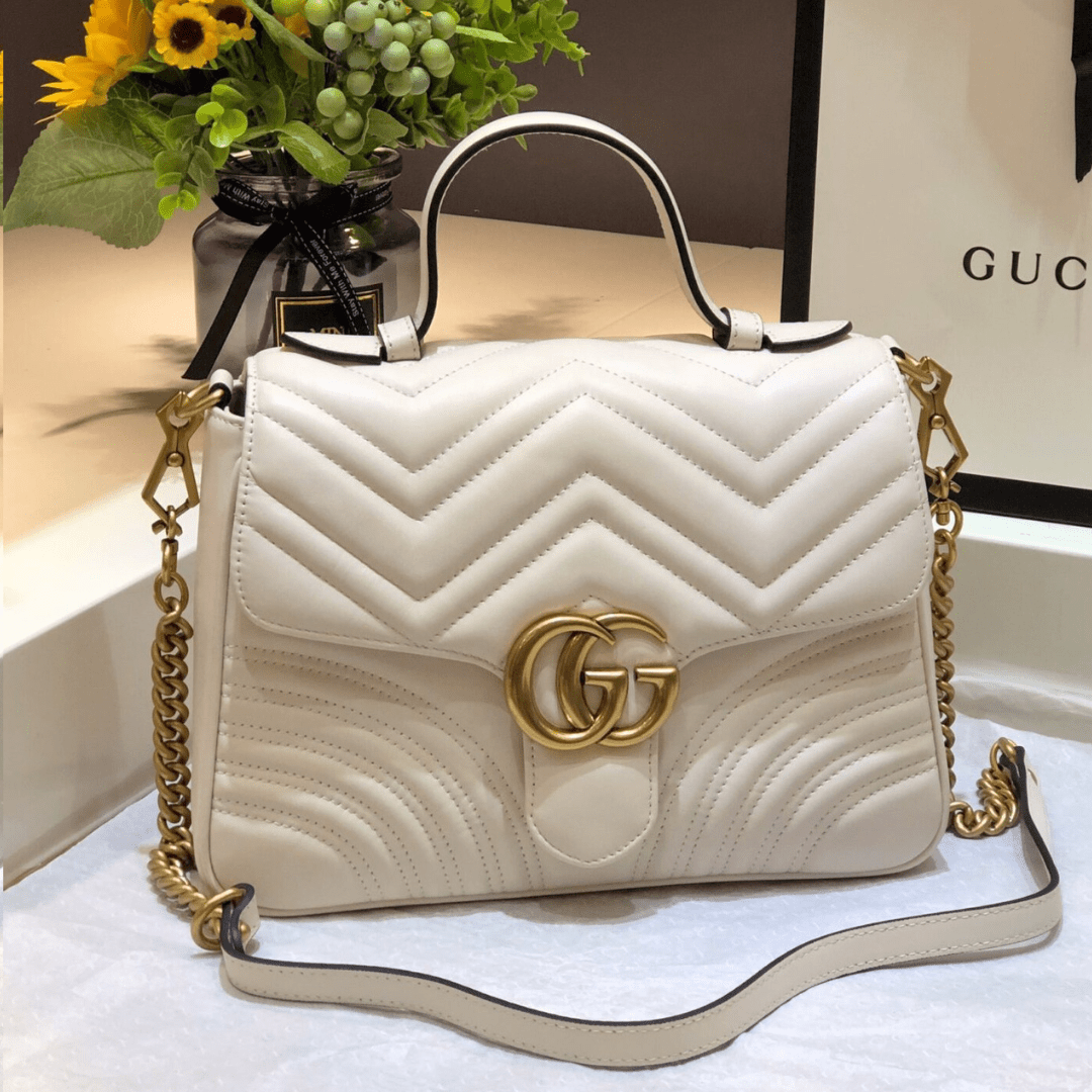 Gucci Marmont Top Handle Rep 11 Handbag High Quality White 27cm