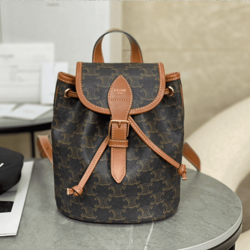 Celine Folco Backpack Mixed Pattern Brown 17x20x10cm