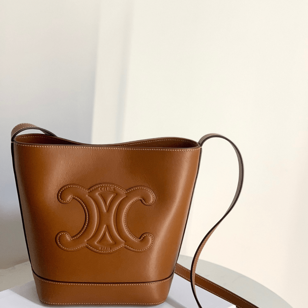 Celine Small Bucket Cuir Triomphe Brown Bucket Handbag 30x22x12cm