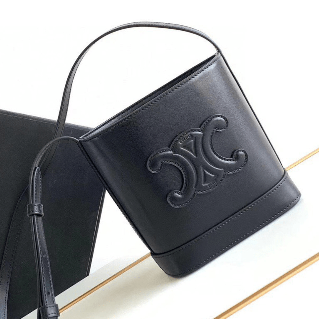 Celine Small Bucket Cuir Triomphe Mini Black Bucket Bag 19.5x16x7cm