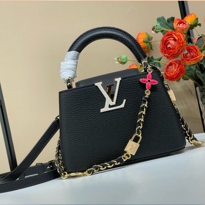 Louis Vuitton LV Capucines BB Black Cowhide Leather Handbags 21x14x8cm