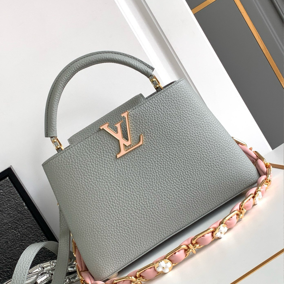 Louis Vuitton LV Capucines BB Like Auth Woman’s Grey Blue Handbags 27x18x9cm