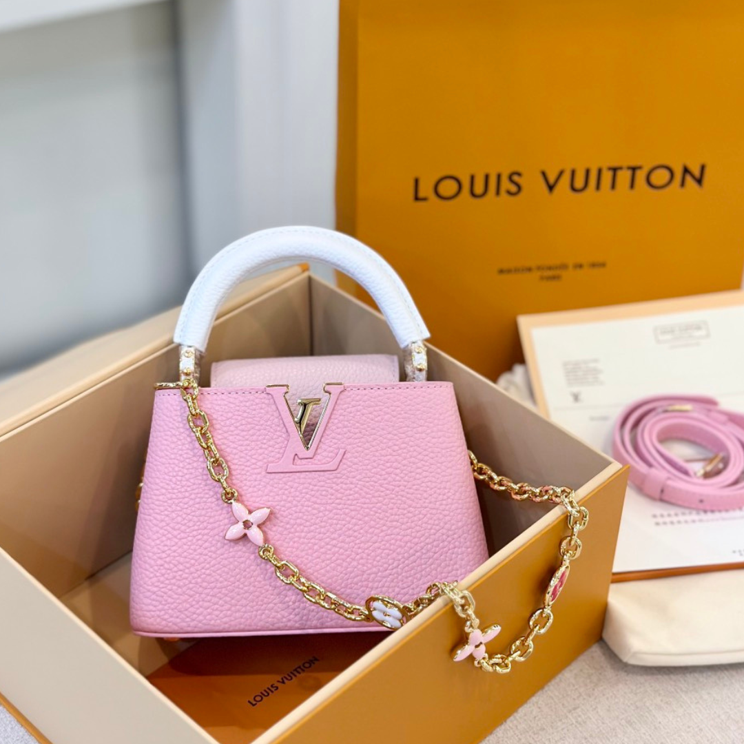 Louis Vuitton LV Capucines Like Auth Handbags Pink Lock Gold 21cm