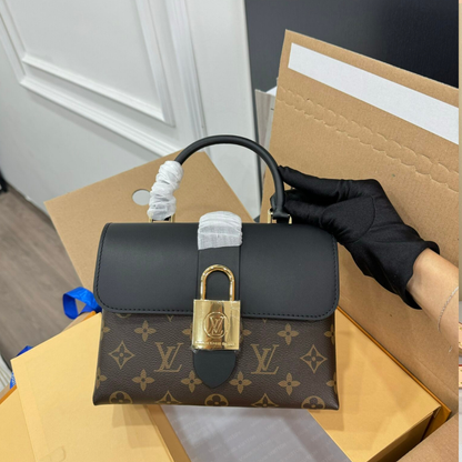 Louis Vuitton LV Locky BB Monogram Mix Black Brown Handbags 20×7.5x16cm