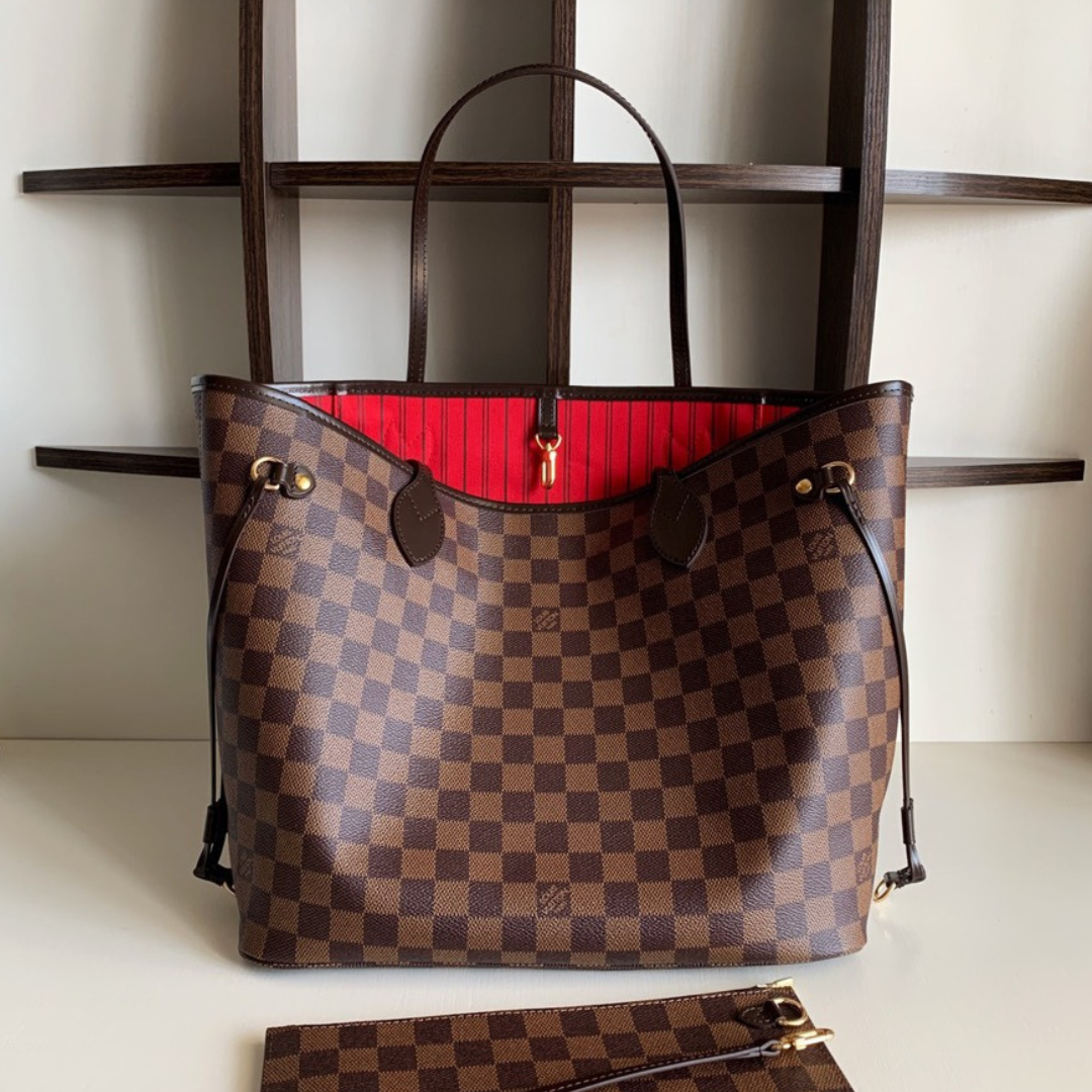 Louis Vuitton LV Neverfull Checkered Pattern Handbags 32x29x17cm