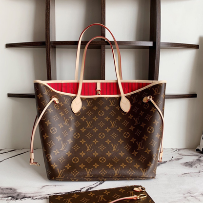 Louis Vuitton LV Neverfull Like Auth Handbags Brown Pattern 32x29x17cm