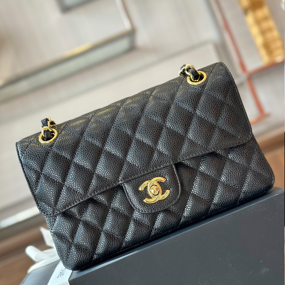 Chanel Classic Flap Small Black Gold Hardware 23cm