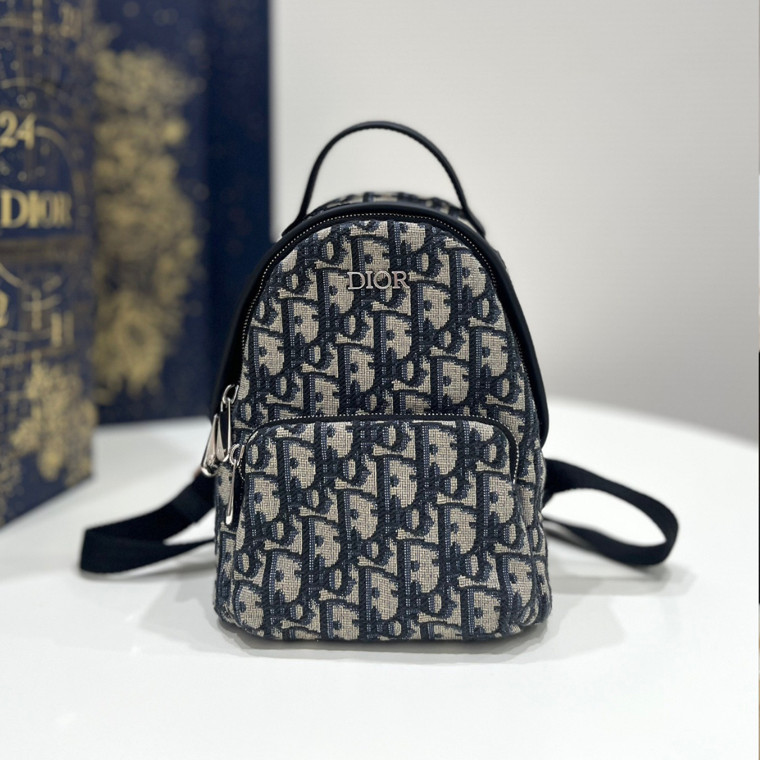 Dior Mini High-End Bag – Oblique Pattern Fabric (24x10x16cm)