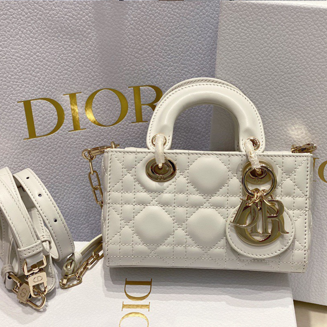 Dior D-Joy Mini Bag White Super Quality Women’s Handbag 16.5x6x10cm