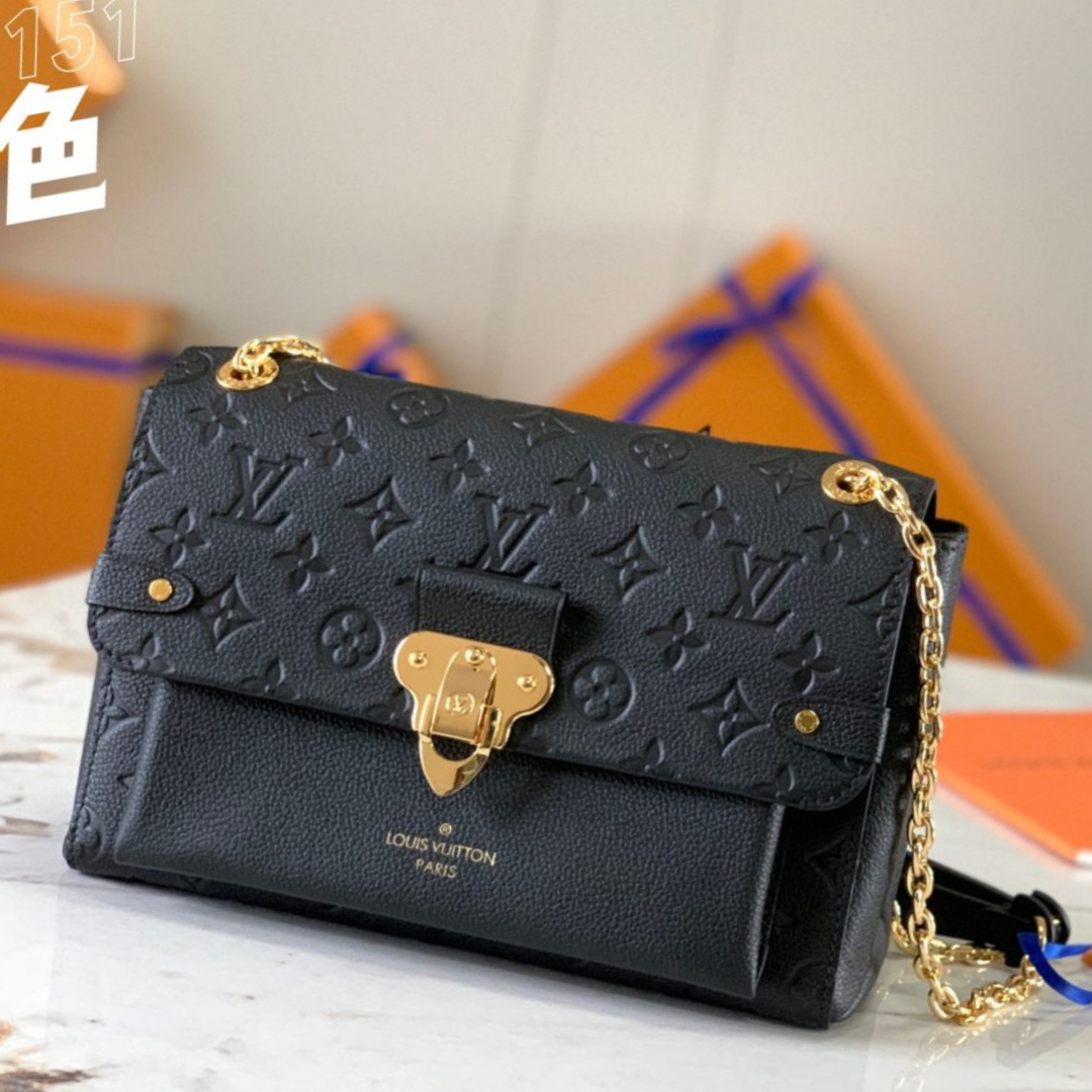 Louis Vuitton LV Vavin Monogram Black With Lock Gold Like Auth Handbags 25x18x10cm