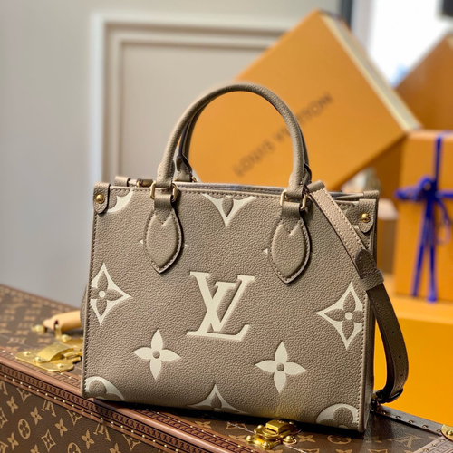 Louis Vuitton LV Onthego Woman’s Grey Cowhide Leather Handbags 25cm