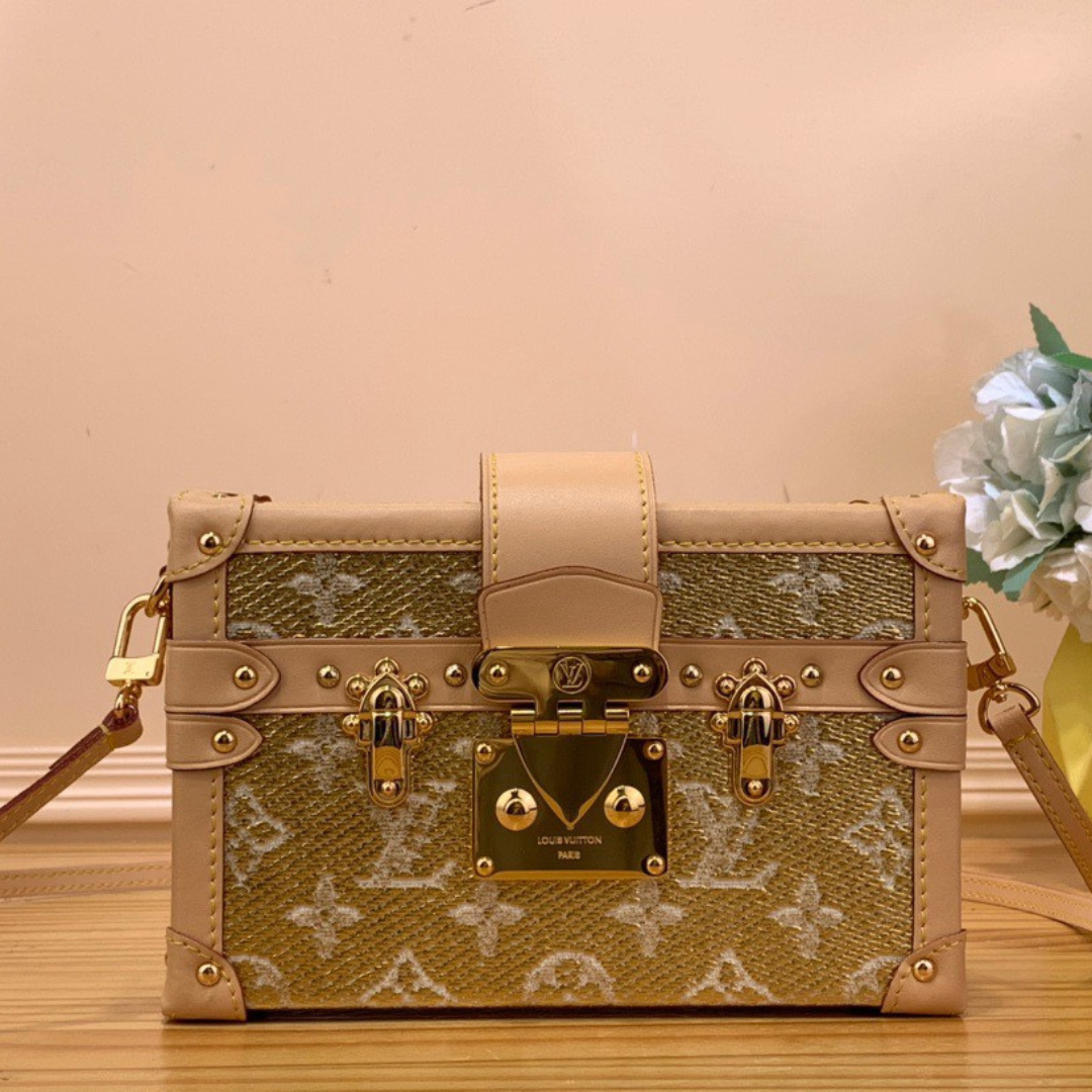 Louis Vuitton LV Petite Box Shape Lock Plated Gold Handbags 20×12.5x5cm
