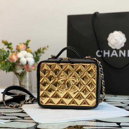 Chanel Vanity Case Black Yellow Replica 1:1 Box Form Handbags 19cm