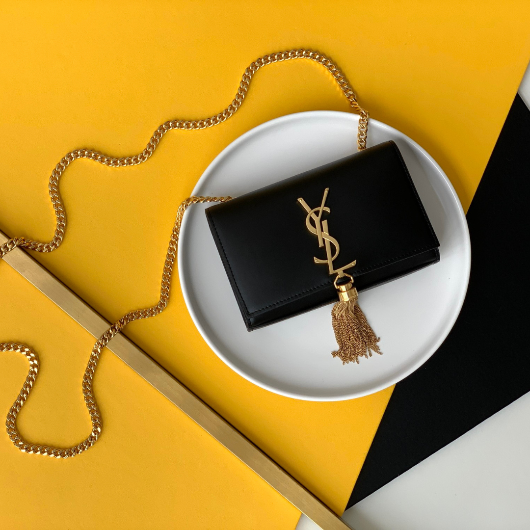 Saint Laurent Black Leather Small Kate Tassel Crossbody Bag