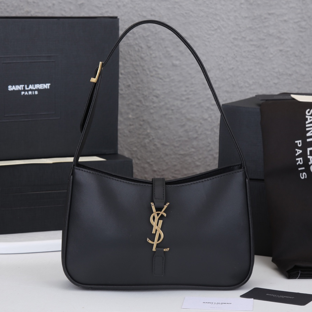Saint Laurent Smooth Calfskin Le 5 A 7 Mini Hobo Black