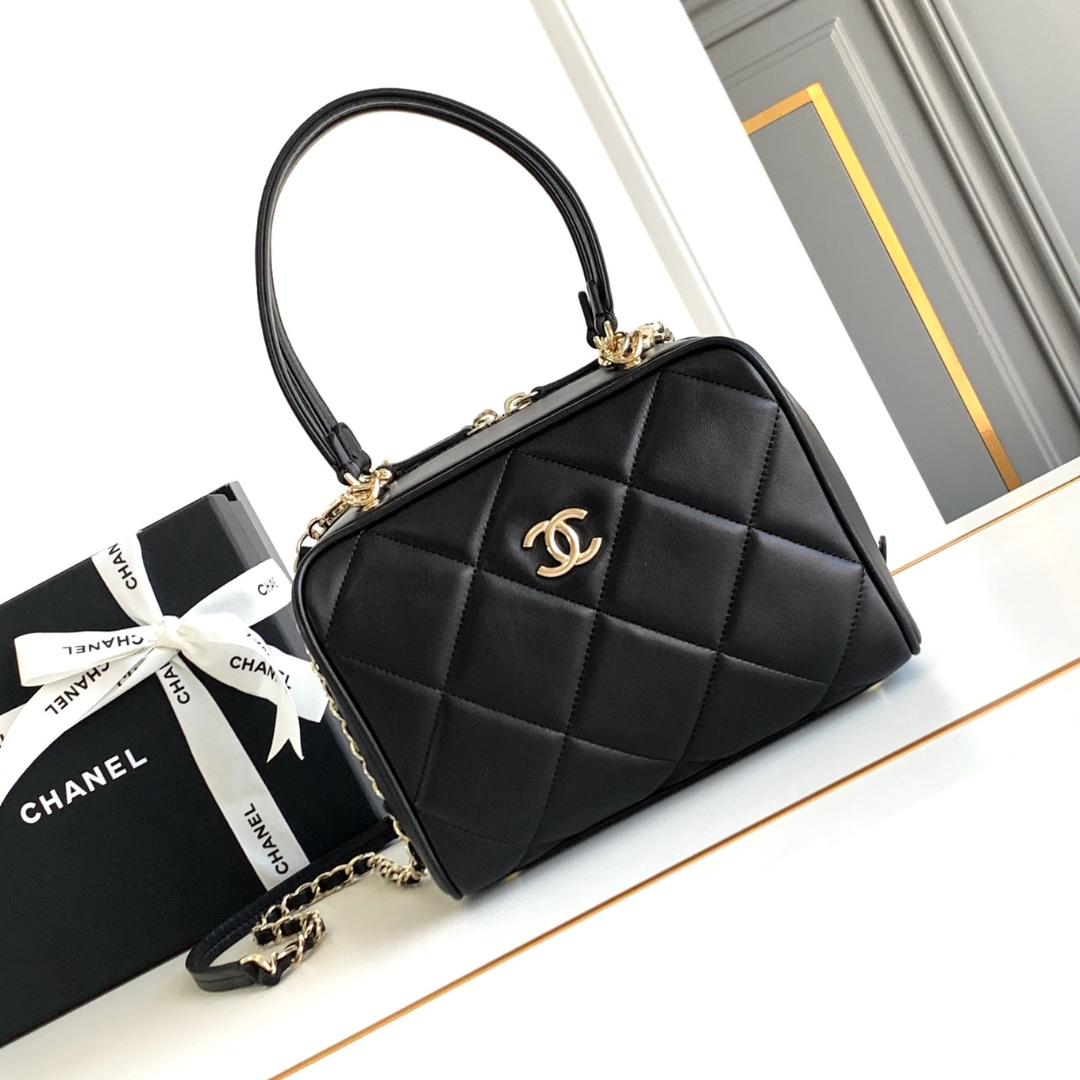 Chanel Black Quilted Lambskin Leather Bag