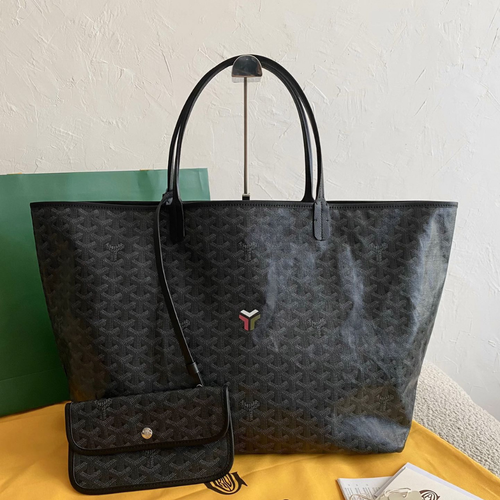 Goyard Black Goyardine Saint Louis PM Leather