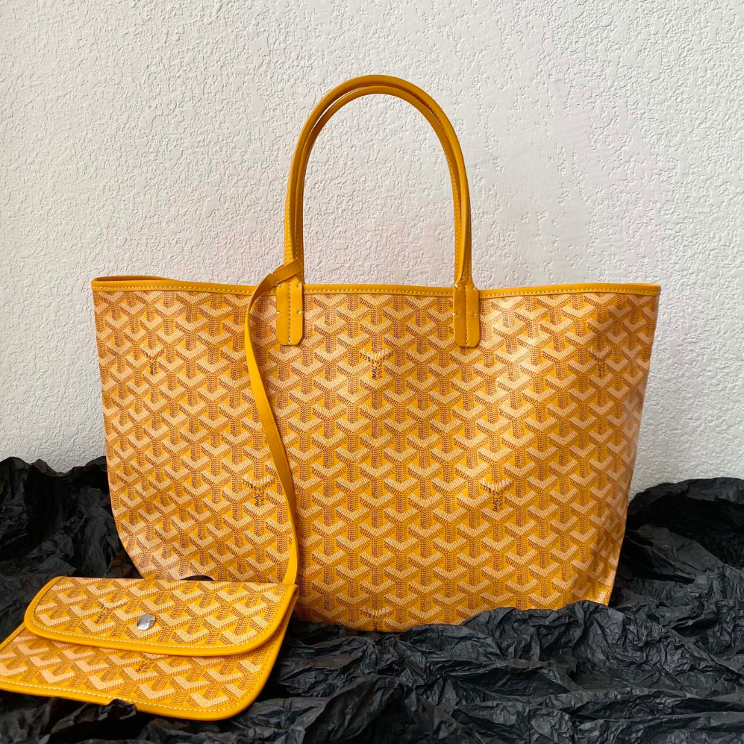 Goyard Yellow Goyardine Canvas & Chevroches Calfskin Saint Louis PM Tote