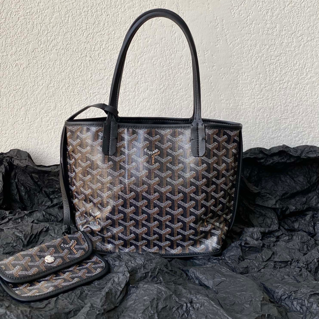 GOYARD Goyardine Reversible Mini Anjou Black 1661918