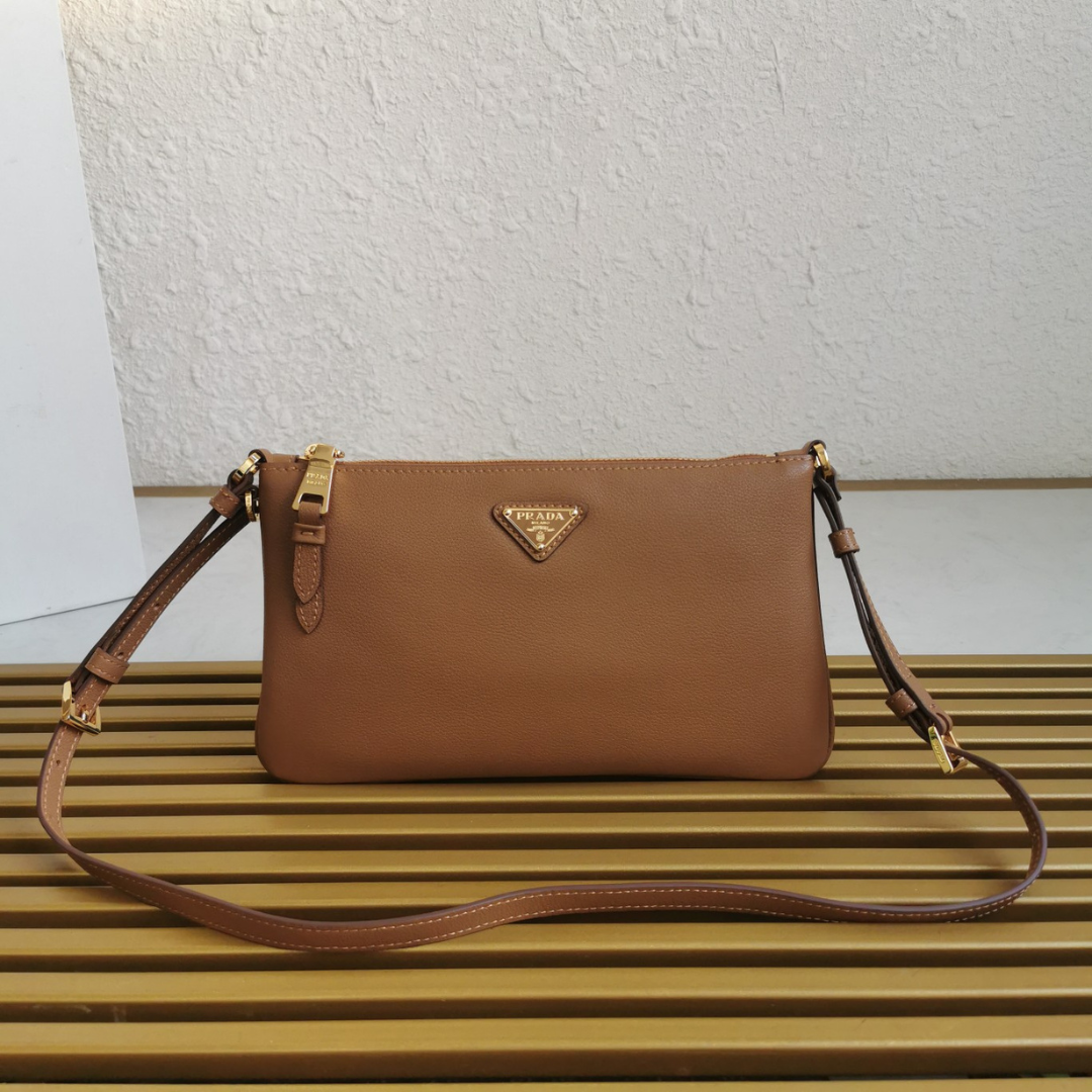 Prada Leather Shoulder Bag Brown