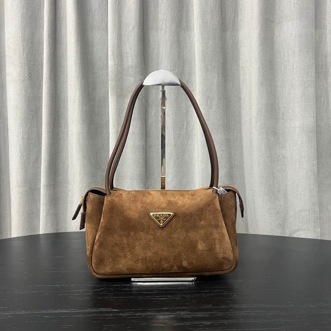 Prada Brown Medium Suede Shoulder Bag