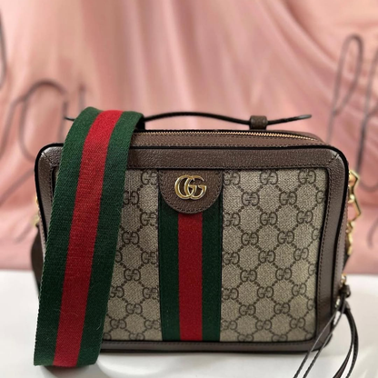 Gucci Brown Small GG Supreme Ophidia Bag