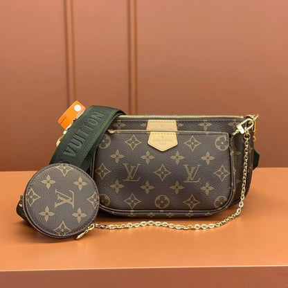 Louis Vuitton LV Multi Pochette Handle Fabric Green Handbags Monogram