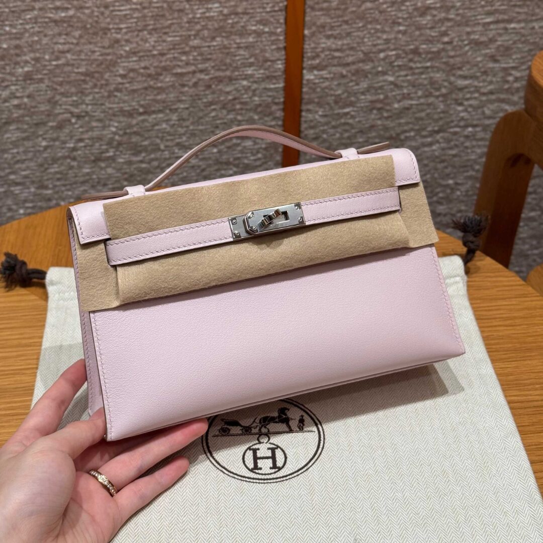 HN POCHETTE 22 IN LIGHT PINK SILVER HARDWARE